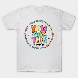 It’s Test Day You Got This, Test Day Dalmatian Dots, Rock The Test, Groovy Testing T-Shirt